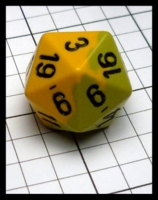 Dice : Dice - 20D - Chessex Half and Half Gold and Green with Black Numerals - POD Aug 2015
